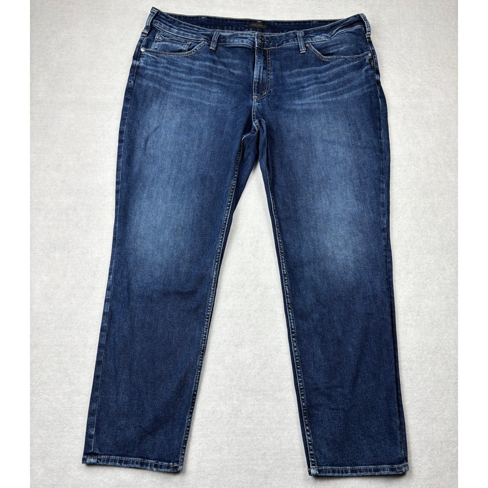 Silver Jeans Co Boyfriend Dark Wash Womens 22 Stretch Denim Jeans Size 44‎ x 30